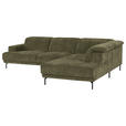 ECKSOFA Grün Chenille Kopfteilverstellung, Sitztiefenverstellung  - Schwarz/Grün, Design, Textil/Metall (307/243cm) - Xora
