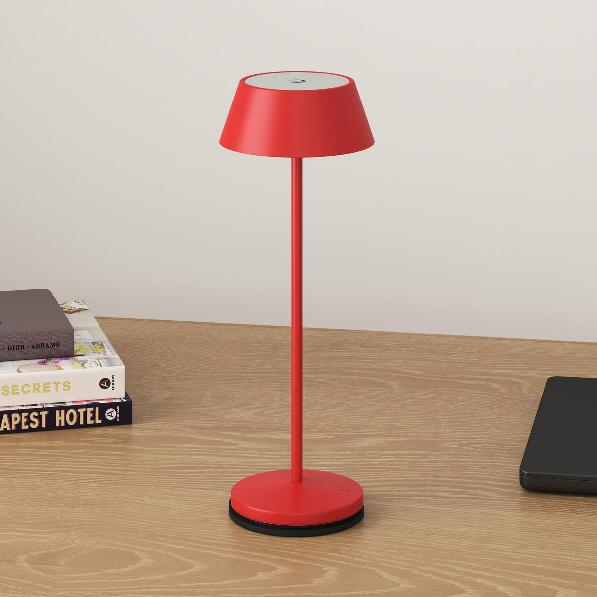 AKKU-TISCHLEUCHTE 11/30 cm  - Rot/Schwarz, Trend, Kunststoff/Metall (11/30cm) - Novel