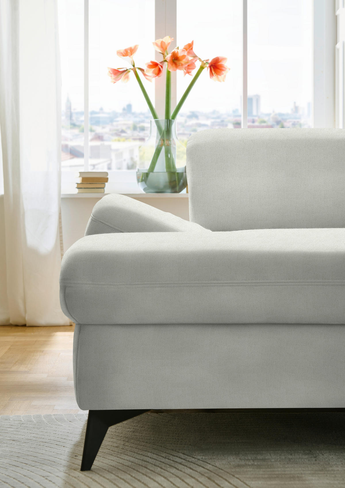 WOHNLANDSCHAFT  in Chenille Naturfarben  - Schwarz/Naturfarben, Design, Textil/Metall (198/364/255cm) - Beldomo Style