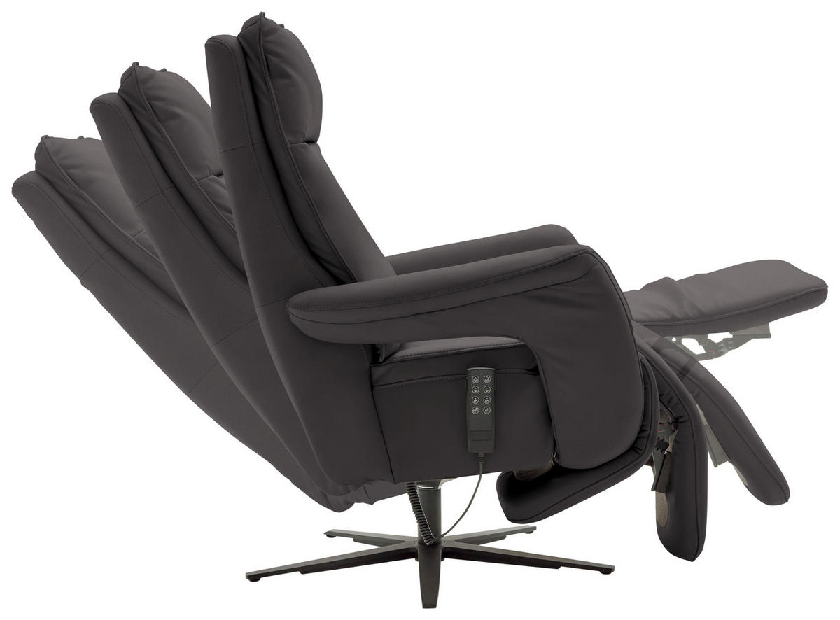 RELAXSESSEL in Leder Dunkelbraun  - Dunkelbraun/Schwarz, Design, Leder/Metall (83/116/87cm) - Valdera