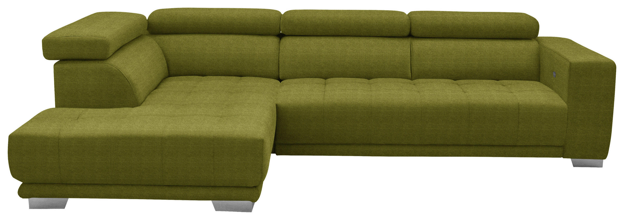 ECKSOFA in Mikrofaser Hellgrün  - Chromfarben/Hellgrün, Design, Textil/Metall (207/301cm) - Xora