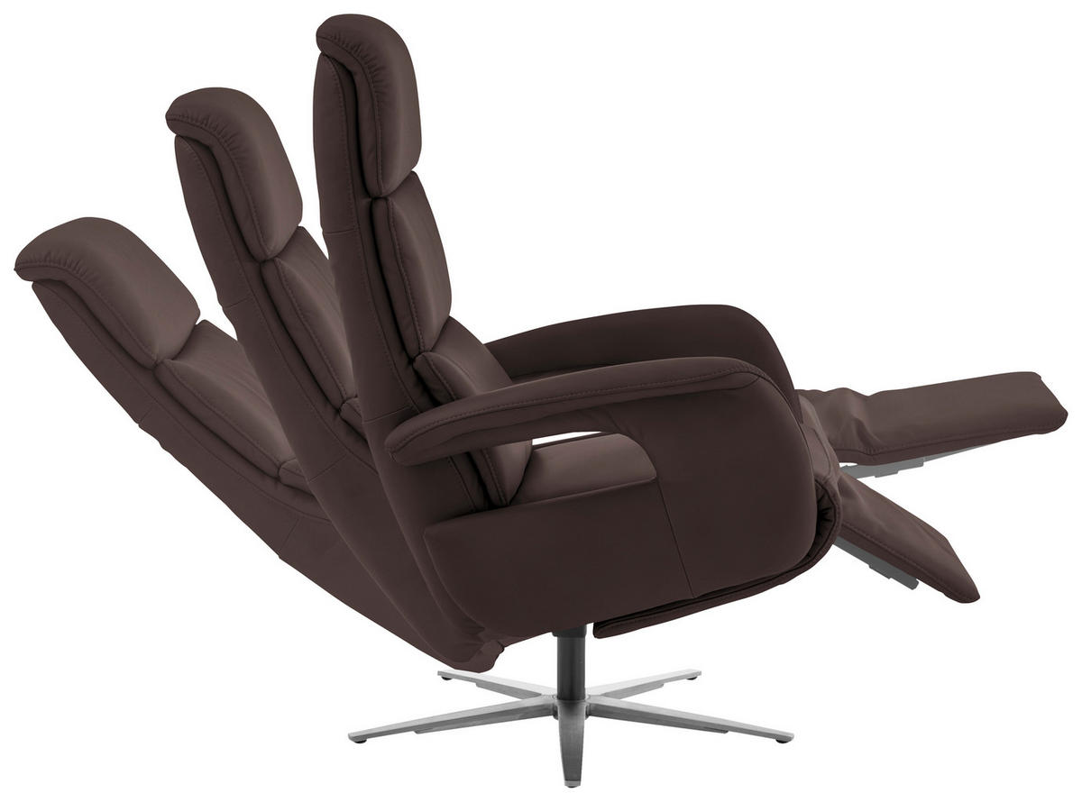 RELAXSESSEL in Leder Braun  - Edelstahlfarben/Braun, Design, Leder/Metall (76/119/86cm) - Dieter Knoll