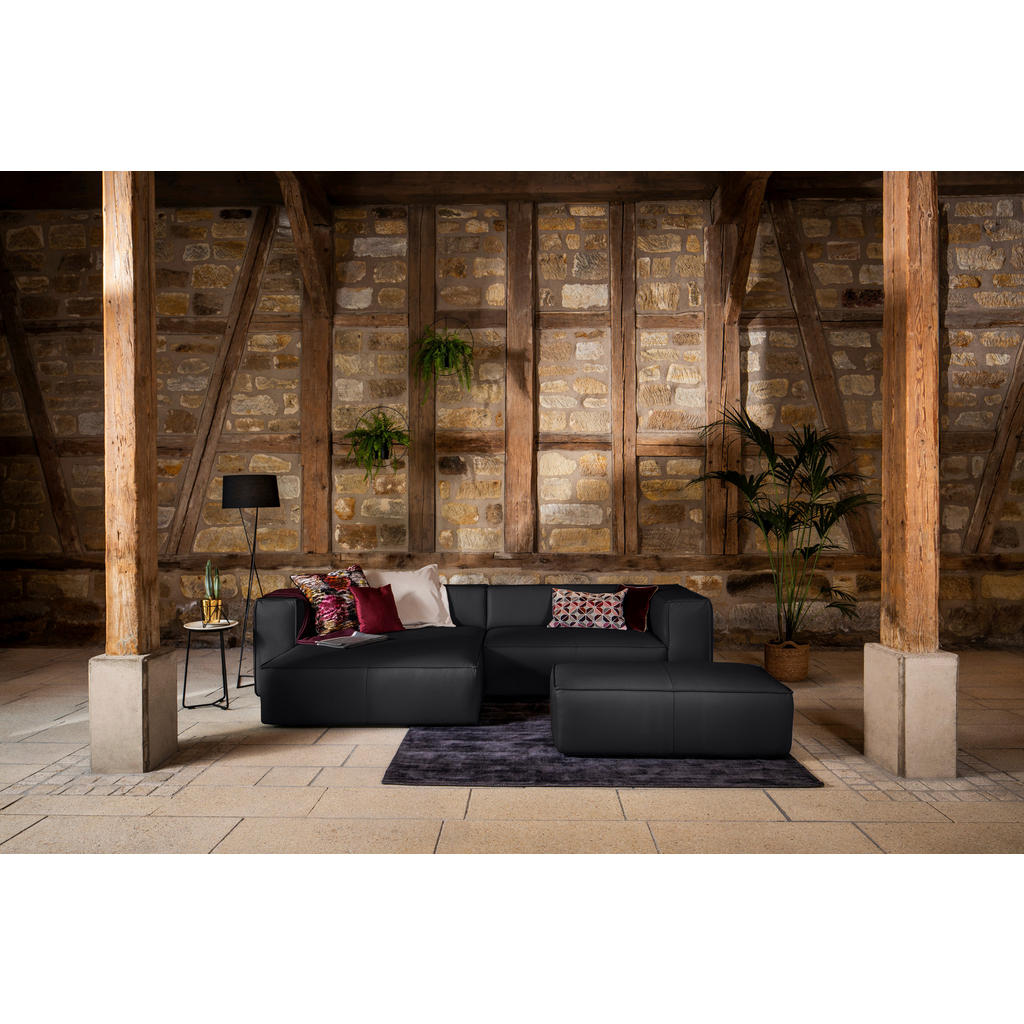 Thumbnail - Chilliano Hocker around the block, Schwarz, Leder, Echtleder, Longlife-Leder, Uni, rechteckig, 120x39x60 cm, Goldenes M,...
