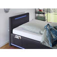 POLSTERBETT 90/200 cm,  in Schwarz, Beleuchtung, Lattenrost, Bettkasten,  - Birkefarben/Buchefarben, Design, Holz/Kunststoff (90/200cm) - Xora