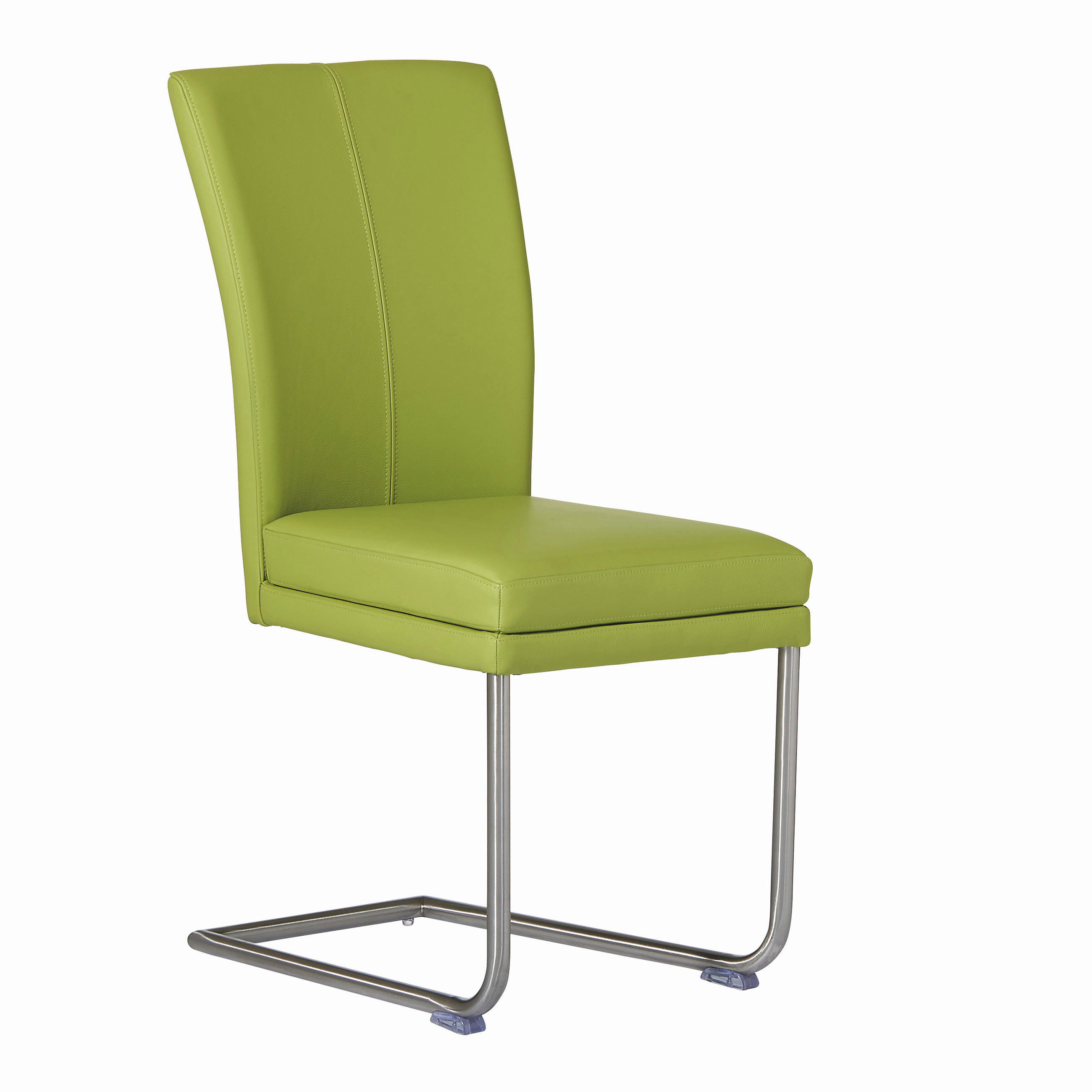 SCHWINGSTUHL  in Edelstahl Echtleder pigmentiert  - Edelstahlfarben/Grün, Design, Leder/Metall (44/98/58cm) - Valdera