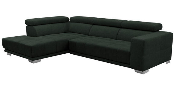 ECKSOFA in Chenille Schwarz 207/301 cm - Chromfarben/Schwarz, Design, Textil (207/301cm) - Xora