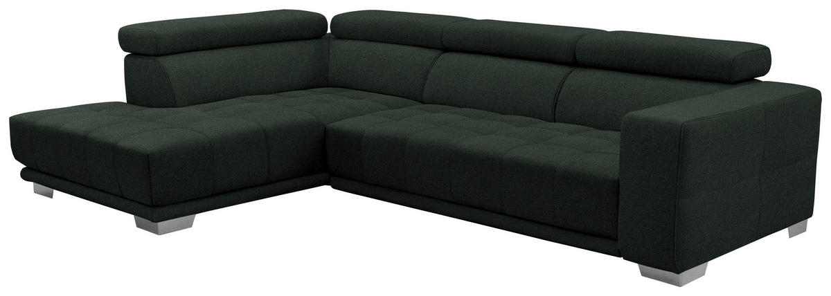 ECKSOFA in Chenille Schwarz  - Chromfarben/Schwarz, Design, Textil (207/301cm) - Xora