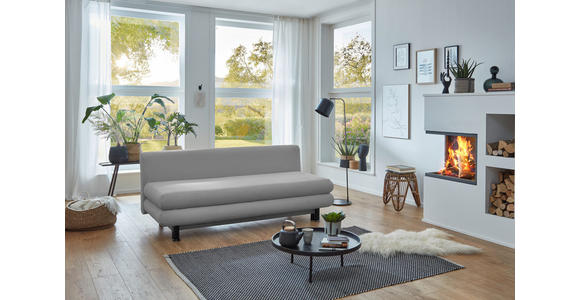 SCHLAFSOFA Cord Hellgrau  - Hellgrau/Schwarz, KONVENTIONELL, Kunststoff/Textil (196/77/92cm) - Carryhome