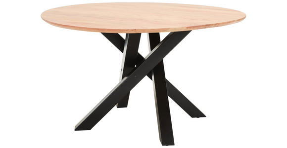 ESSTISCH in Holz, Metall 130/130/76 cm  - Schwarz/Akaziefarben, LIFESTYLE, Holz/Metall (130/130/76cm) - Landscape