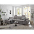 ECKSOFA  in Mikrovelours Hellgrau  - Hellgrau/Schwarz, KONVENTIONELL, Kunststoff/Textil (170/275cm) - Carryhome