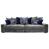 BIGSOFA Velours Grau  - Blau/Dunkelgrau, LIFESTYLE, Holz/Textil (289/90/115cm) - Carryhome