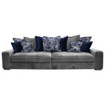 BIGSOFA Velours Grau  - Blau/Dunkelgrau, LIFESTYLE, Holz/Textil (289/90/115cm) - Carryhome