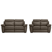 SITZGARNITUR in Leder Dunkelbraun - Wengefarben/Dunkelbraun, KONVENTIONELL, Leder/Holz (210/164/93/97cm) - Natuzzi Editions