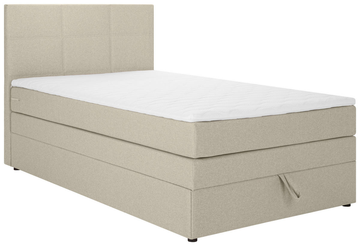 BOXSPRING KREVET    90/200 cm  - bež/crna, Design, tekstil/plastika (90/200cm) - Welnova