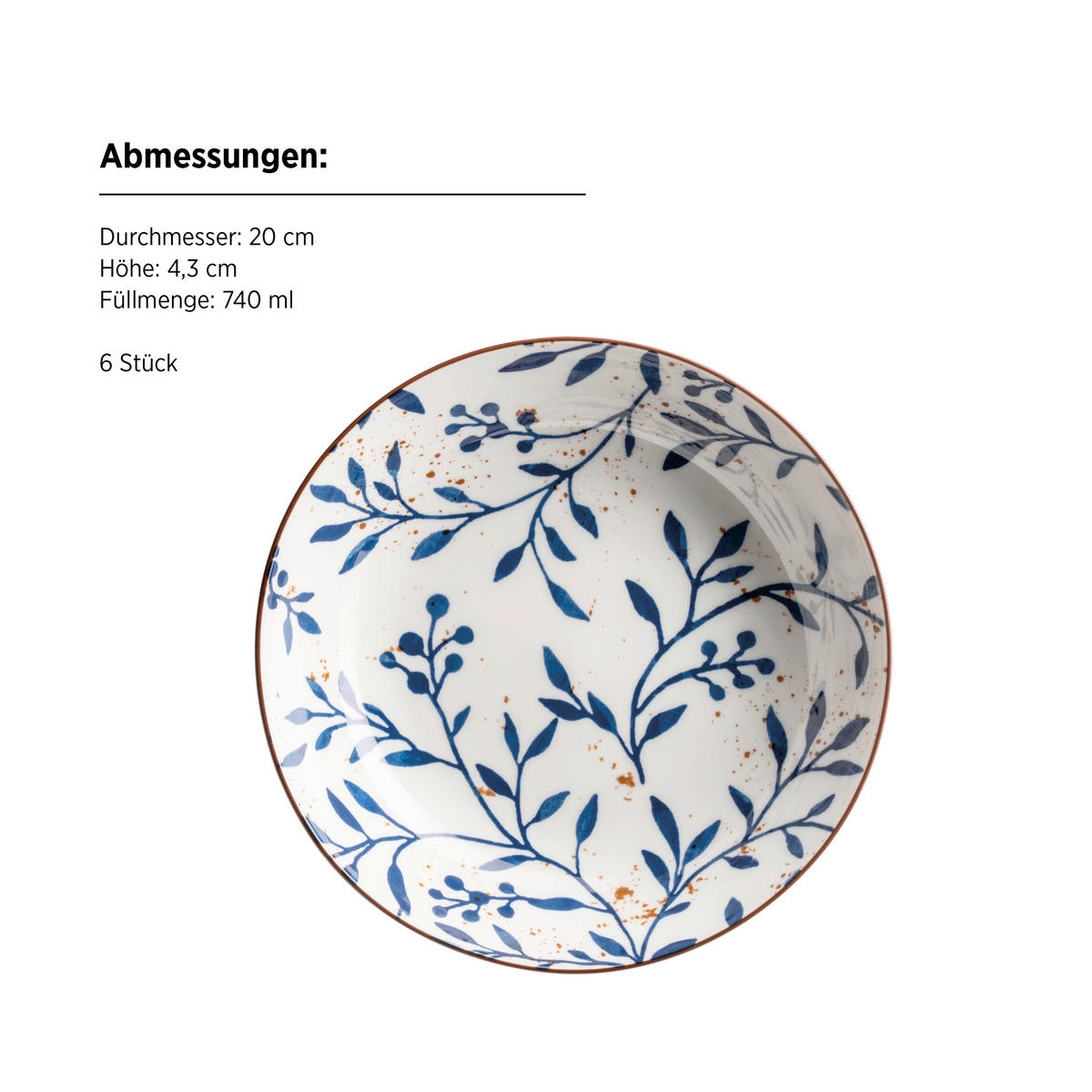 TELLERSET OLIVE 18-teilig  - Blau/Braun, Basics, Keramik - Mäser