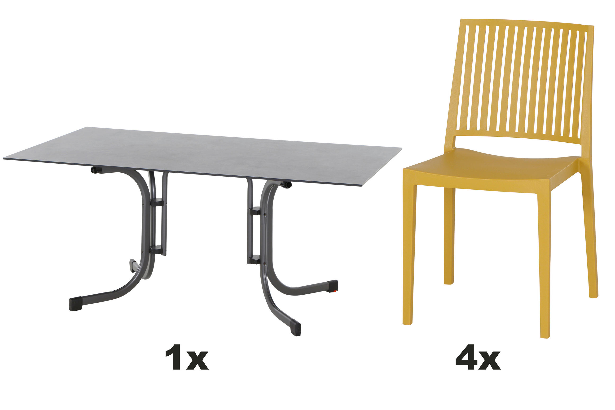 GARTENGARNITUR 5-teilig  - Anthrazit/Gelb, Basics, Holzwerkstoff/Kunststoff (90/80/160cm) - Siena Garden