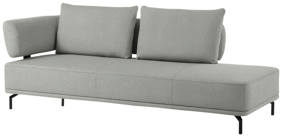 RÉCAMIERE in Flachgewebe Weiss, Hellgrau  - Weiss/Hellgrau, Design, Textil/Metall (227/89/101cm) - Dieter Knoll
