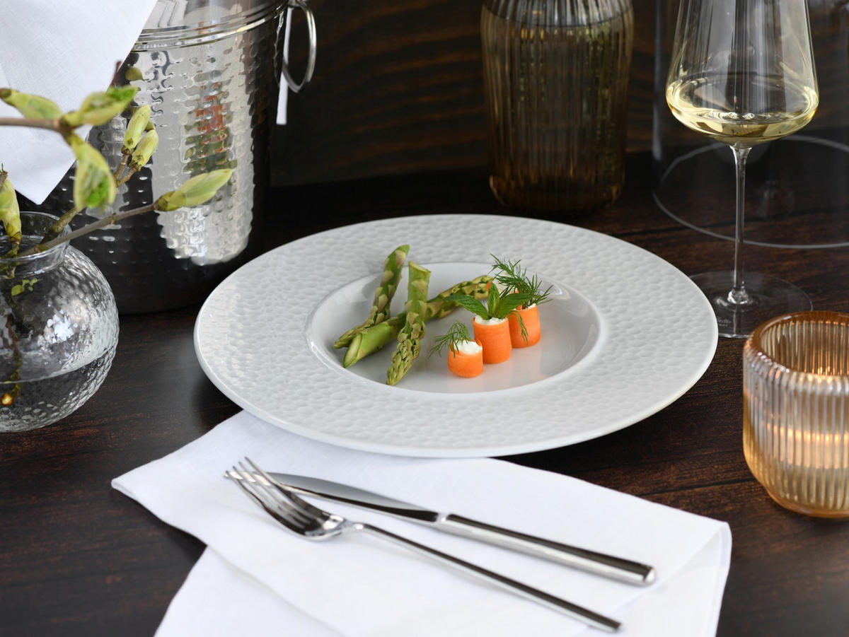 GOURMETTELLER Show Time Hammer Weiss 30/2,5 cm  - Weiss, Basics, Keramik (30/2,5cm) - Creatable