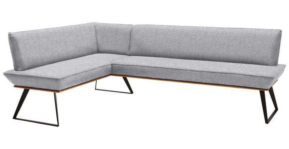 ECKBANK 163/203 cm Webstoff Schwarz, Eichefarben, Hellgrau Eiche massiv Metall - Eichefarben/Hellgrau, Design, Holz/Textil (163/203cm) - Voleo