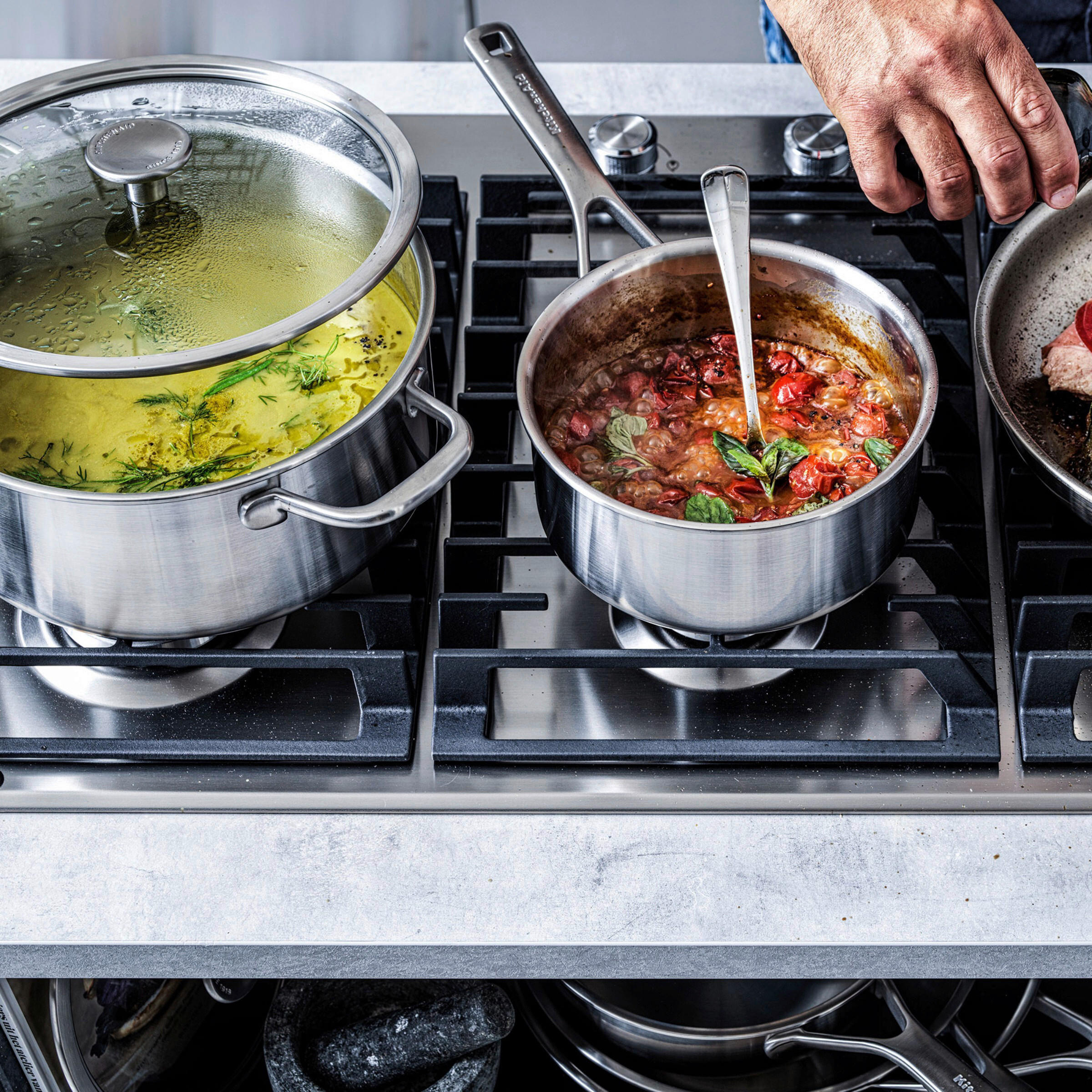 KOCHTOPFSET Multi-Ply Stainless Steel 7-teilig  - Edelstahlfarben, Basics, Glas/Metall (0cm) - Kitchenaid