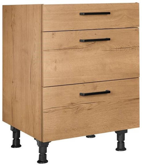 SCHUBKASTENUNTERSCHRANK 60/87/56 cm  in Eichefarben  - Eichefarben/Schwarz, MODERN, Holzwerkstoff/Metall (60/87/56cm) - Nobilia