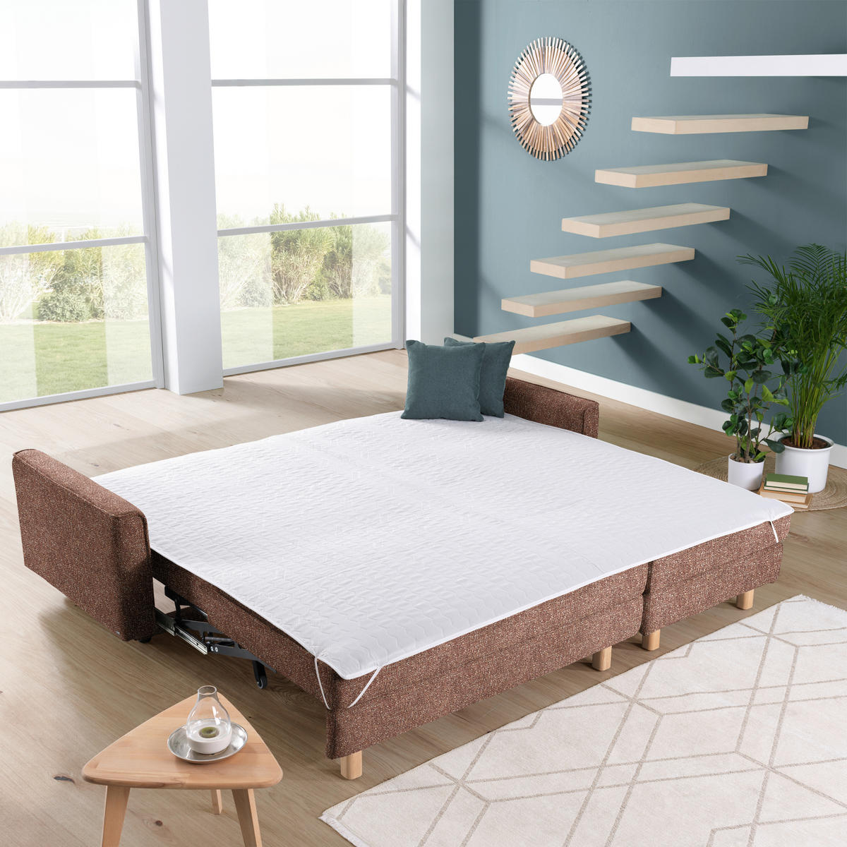 ECKSOFA  in Mikrovelours Terracotta  237/170 cm  - Eichefarben/Terracotta, KONVENTIONELL, Holz/Textil (237/170cm) - Sedda