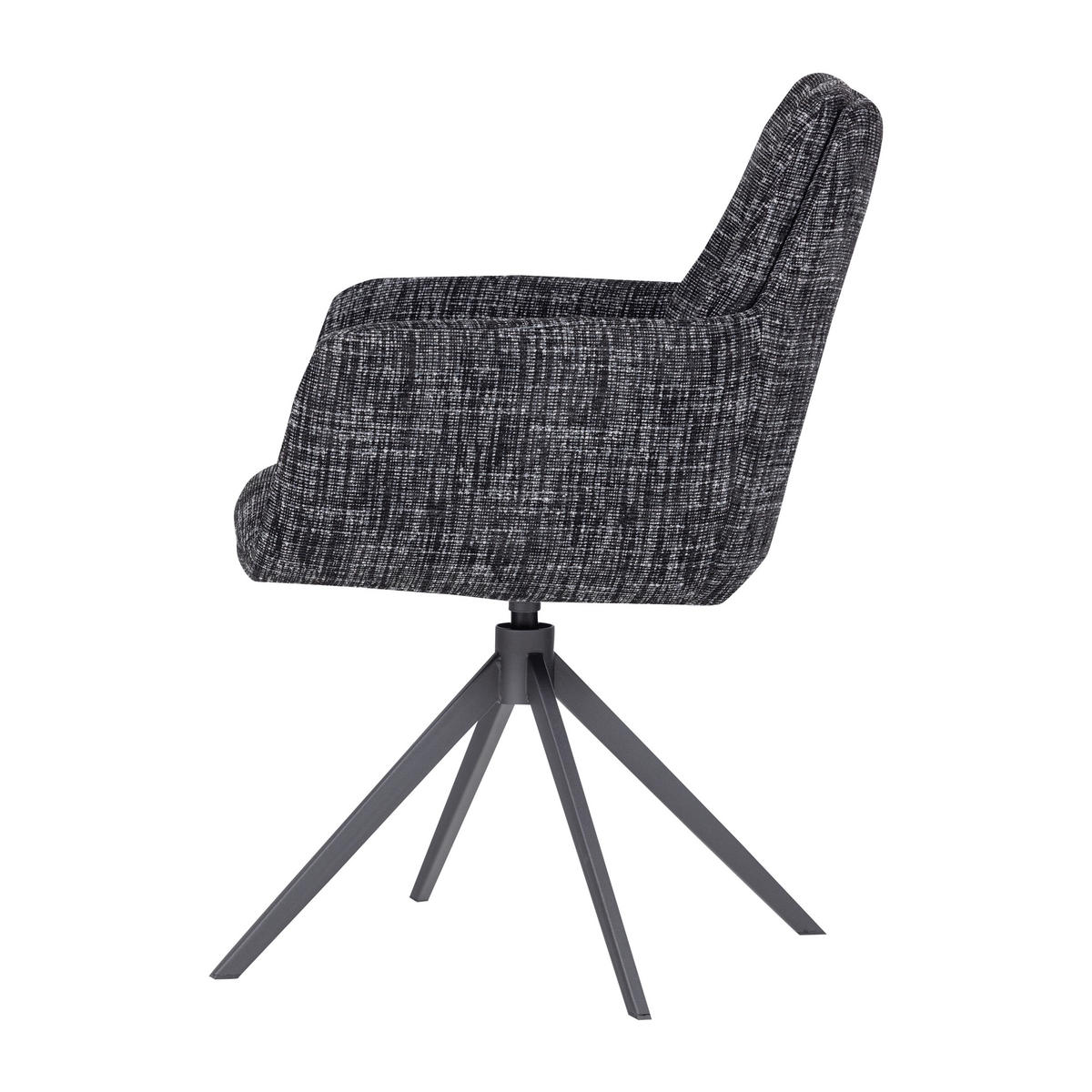 ARMLEHNSTUHL  Sitzfläche 360° drehbar Webstoff  Schwarz  - Schwarz, MODERN, Textil/Metall (61/88/63cm) - Livetastic