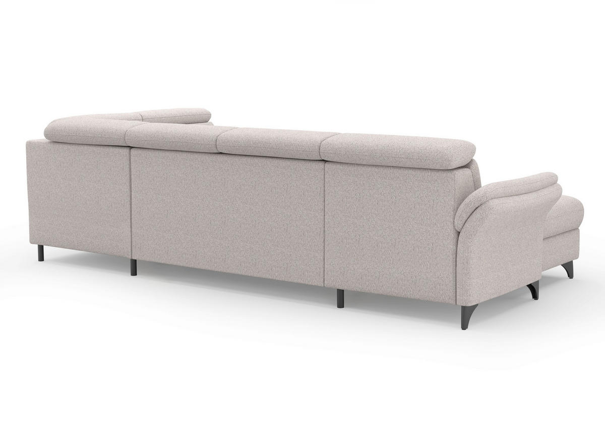 WOHNLANDSCHAFT GLENDALE E Silberfarben Chenille  - Silberfarben/Schwarz, KONVENTIONELL, Textil/Metall (166/321/193cm) - Sit & More