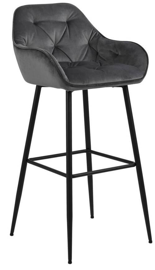 TABURET DE BAR in metal, textil negru, gri închis  - gri închis/negru, Konventionell, metal/textil (55/103,5/52cm) - Livetastic