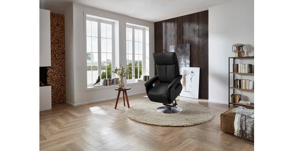 RELAXSESSEL in Leder Anthrazit  - Edelstahlfarben/Anthrazit, Design, Leder/Metall (78/112/85cm) - Cantus