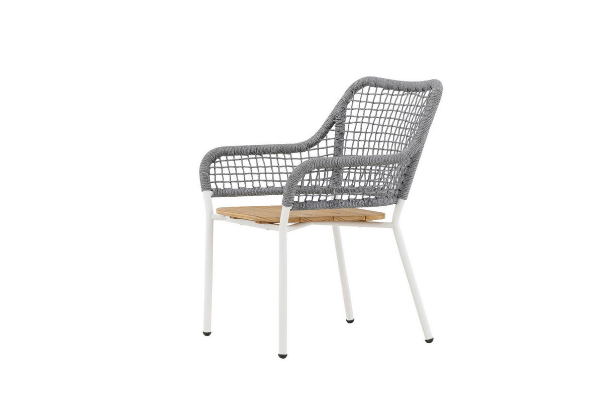 LOUNGEFÅTÖLJ  - vit/grå, Modern, metall/trä (59/88/55cm) - Gardenson