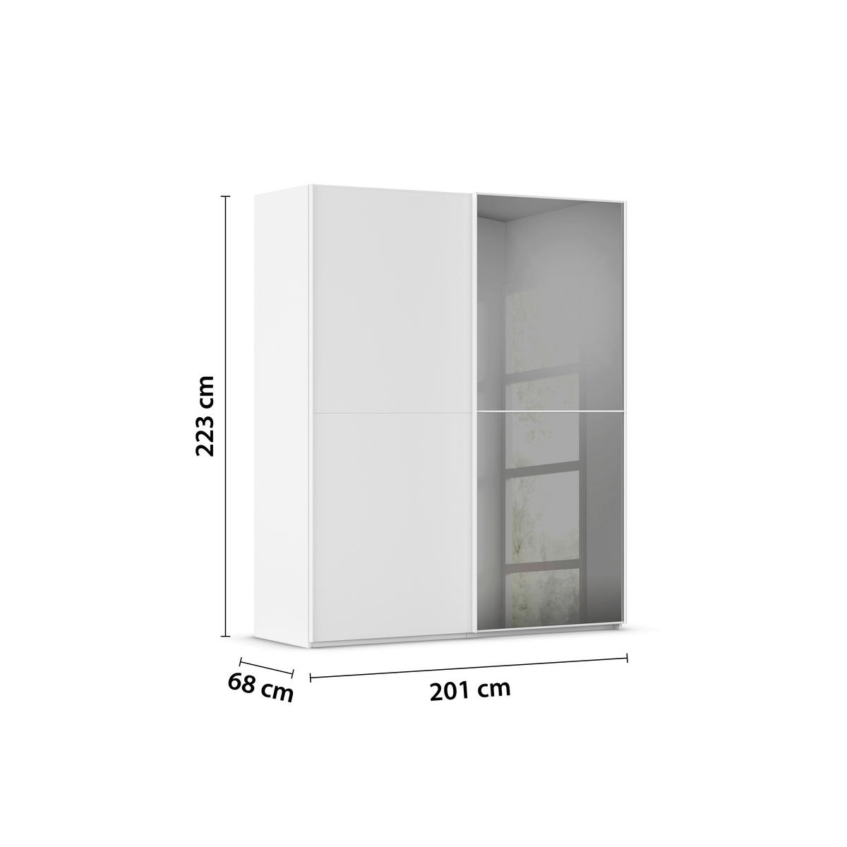 SCHWEBETÜRENSCHRANK  in Weiß  - Weiß, KONVENTIONELL, Glas/Holzwerkstoff (201/223/68cm) - Novel