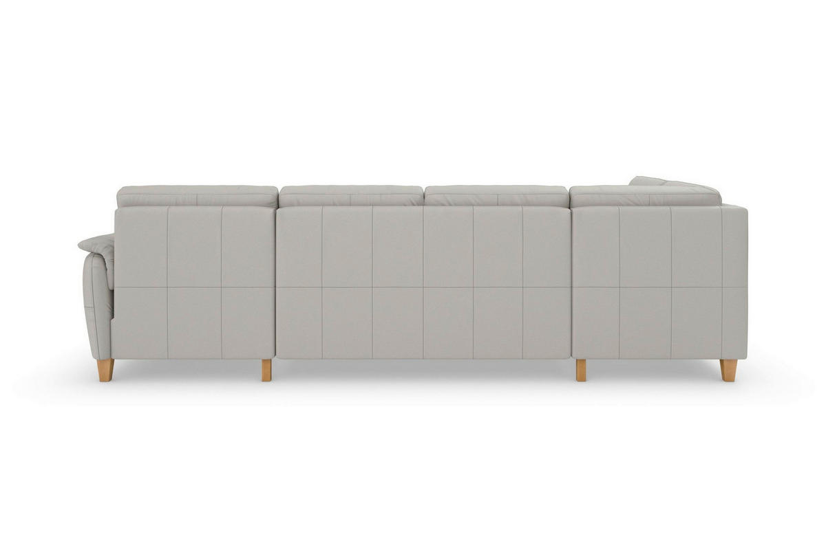 WOHNLANDSCHAFT PALMERA E in Echtleder Hellgrau  - Eichefarben/Hellgrau, Basics, Leder/Holz (212/308/163cm) - Sit & More