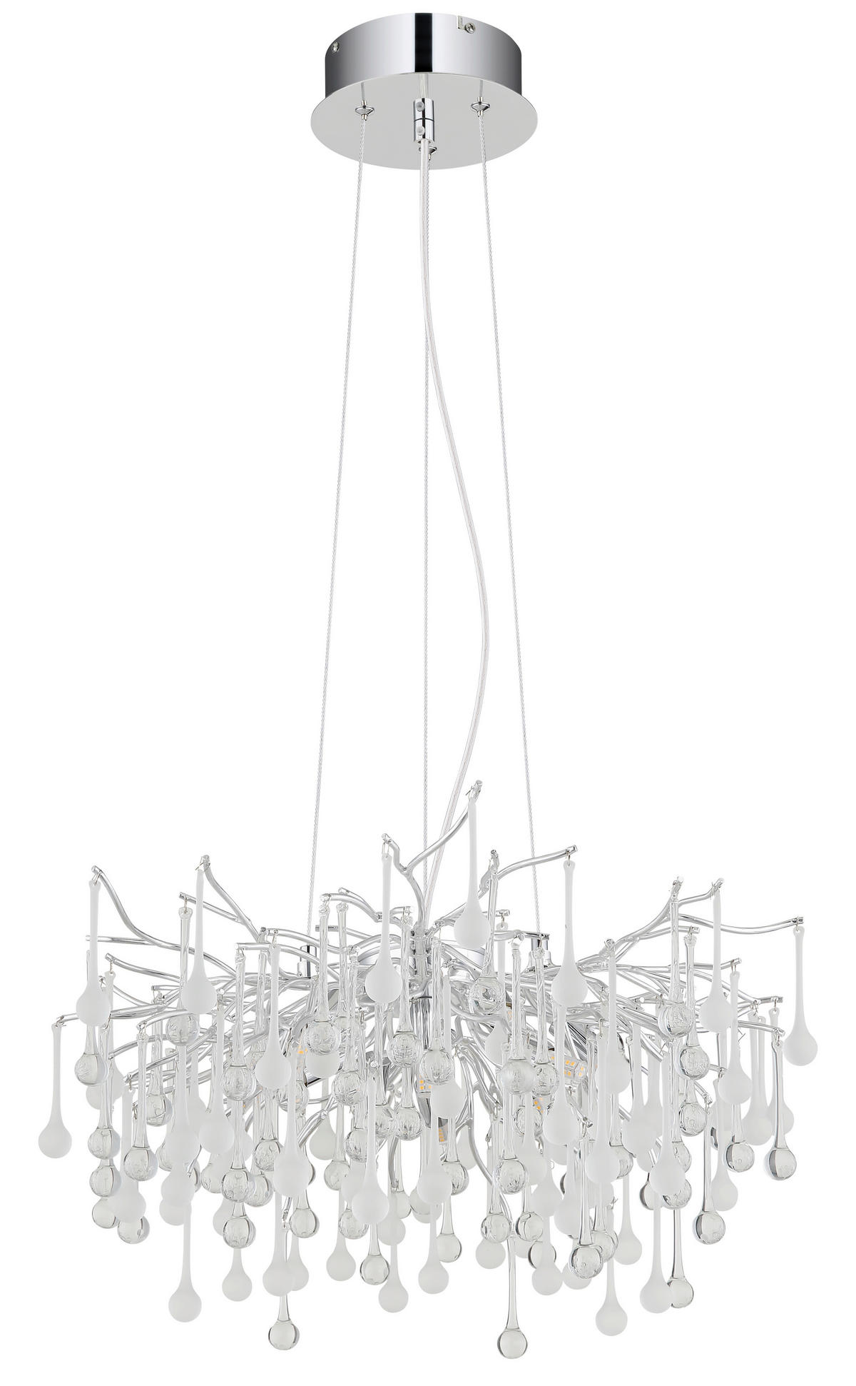 LED-HÄNGELEUCHTE Maxine 60/150 cm   - Klar/Chromfarben, Design, Glas/Metall (60/150cm) - Globo