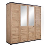DREHTÜRENSCHRANK 205/209/60 cm,  in Dunkelgrau, Eiche Artisan, 4-türig  - Dunkelgrau/Eiche Artisan, ROMANTIK / LANDHAUS, Glas/Holzwerkstoff (205/209/60cm) - Hom`in