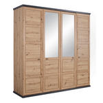 DREHTÜRENSCHRANK in Dunkelgrau, Eiche Artisan - Dunkelgrau/Eiche Artisan, ROMANTIK / LANDHAUS, Glas/Holzwerkstoff (205/209/60cm) - Hom`in