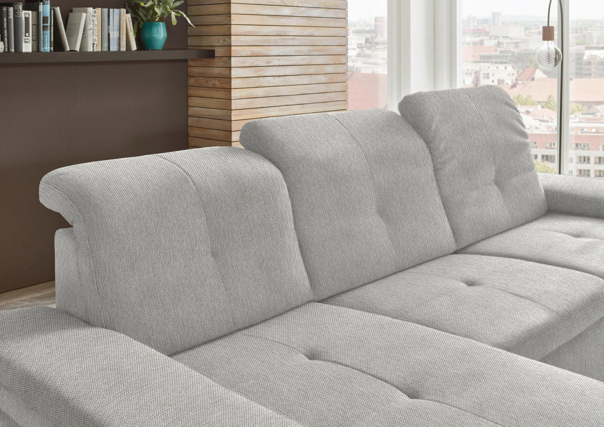 ECKSOFA in Flachgewebe Grau, Hellgrün  - Schwarz/Hellgrün, Design, Textil/Metall (174/297cm) - Beldomo Style