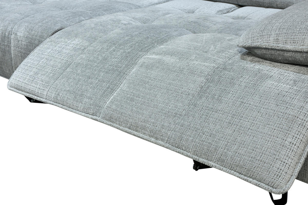 ECKSOFA Hellgrau Chenille  - Hellgrau/Schwarz, Design, Kunststoff/Textil (162/314cm) - Livetastic
