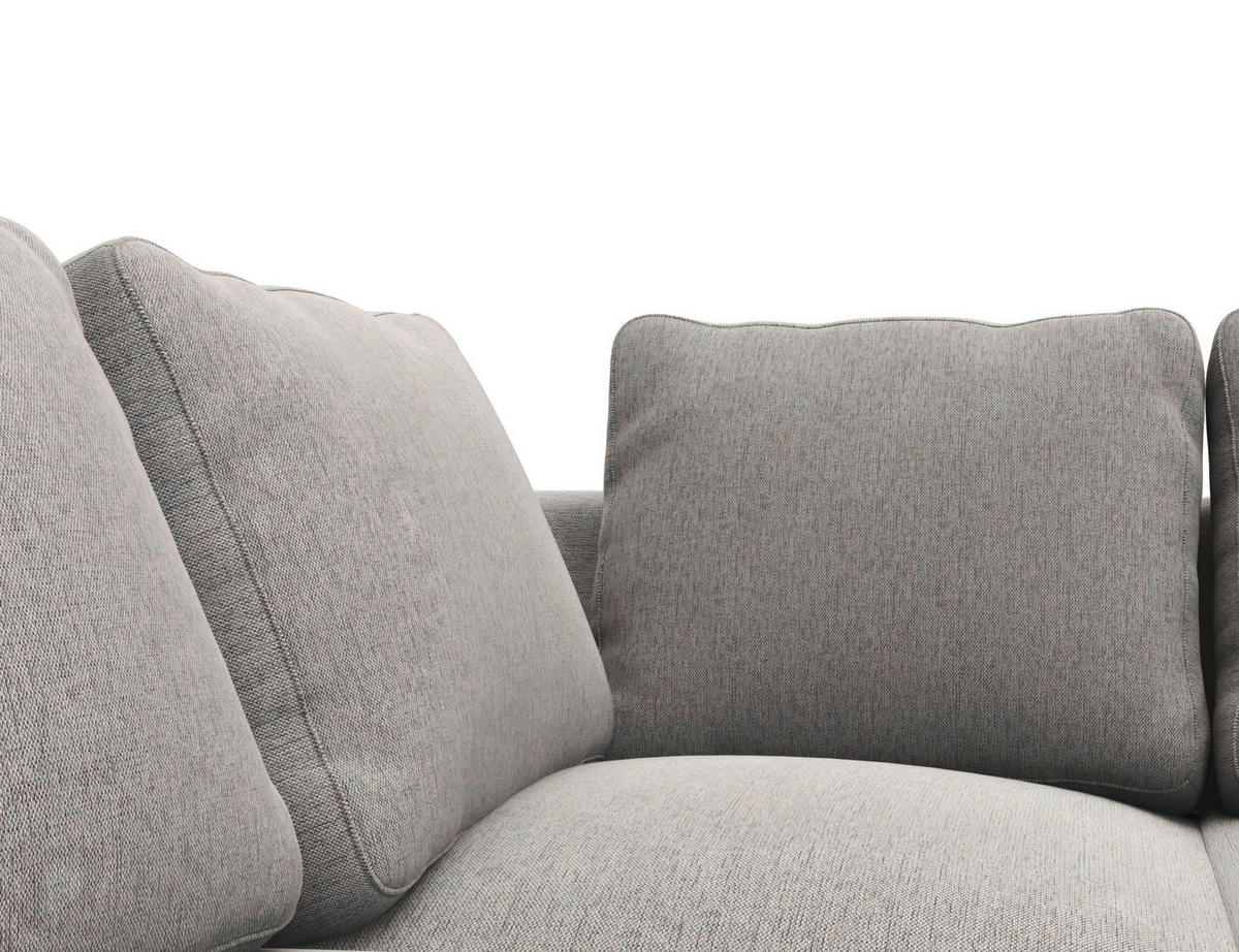 ECKSOFA Grau Webstoff, Flachgewebe  - Schwarz/Grau, Design, Textil/Metall (252/219cm) - Livetastic