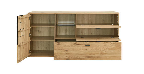 SIDEBOARD 173,8/85,3/43,8 cm  - Alteiche/Anthrazit, KONVENTIONELL, Glas/Holz (173,8/85,3/43,8cm) - Linea Natura