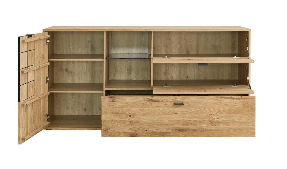 SIDEBOARD Alteiche  173,8/85,3/43,8 cm  - Alteiche/Anthrazit, Konventionell, Glas/Holz (173,8/85,3/43,8cm) - Linea Natura