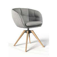 ARMLEHNSTUHL  Sitzfläche 360° drehbar, Gestellauswahl, automatische Rückholfunktion, ergonomische Rückenlehne, Stoff-/Lederauswahl Jacquard  Hellgrau  - Eichefarben/Hellgrau, Design, Holz/Textil (56/85/64cm) - Dieter Knoll