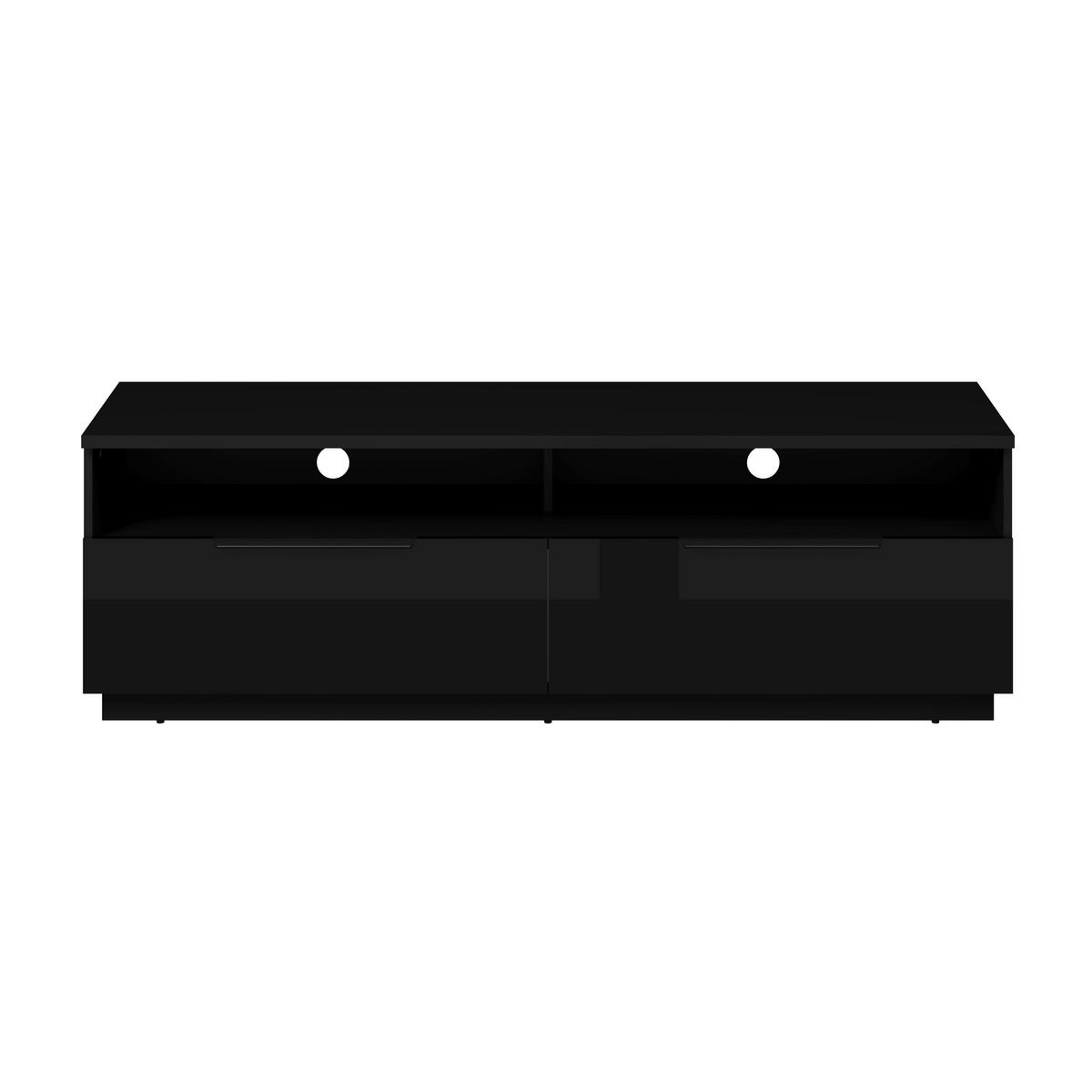 LOWBOARD Tuluza 159,9/50,6/40,5 cm 2 Schublade(n) stehend  - Schwarz Hochglanz/Schwarz, Design, Holzwerkstoff/Metall (159,9/50,6/40,5cm) - MID.YOU