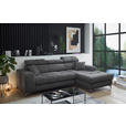 ECKSOFA Anthrazit Chenille Zierkissen, Bettkasten, Rücken echt, Kopfteilverstellung, Sitztiefenverstellung  - Anthrazit/Schwarz, KONVENTIONELL, Kunststoff/Textil (268/172cm) - Carryhome