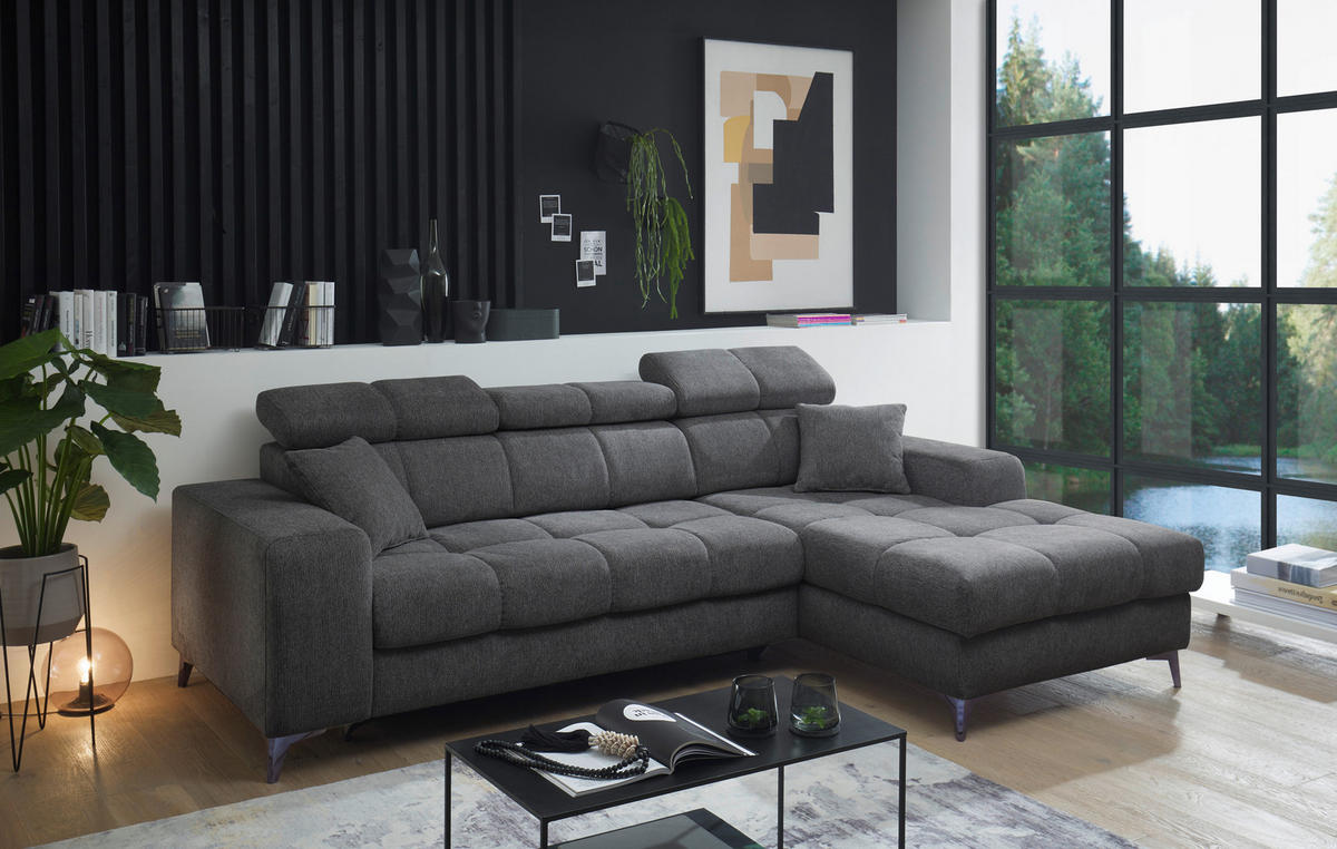 KUTNA GARNITURA tekstil  antracit   - crna/antracit, Konvencionalno, tekstil/plastika (268/172cm) - MID.YOU