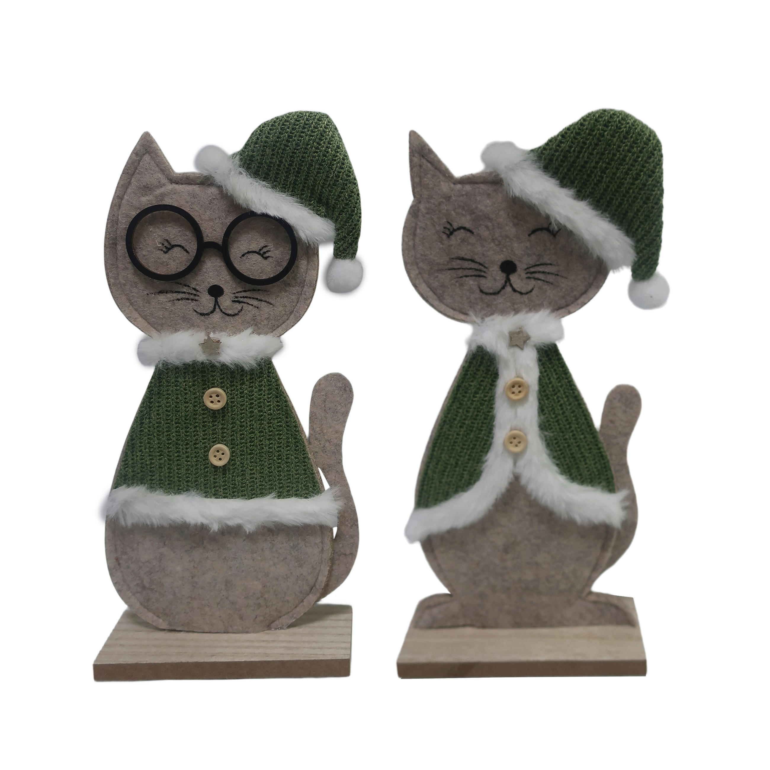 DEKORAČNÁ MAČKA - biela/zelená, Lifestyle, kompozitné drevo/textil (12/26,5/5cm) - X-Mas
