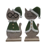DEKORAČNÁ MAČKA - biela/zelená, Lifestyle, kompozitné drevo/textil (12/26,5/5cm) - X-Mas
