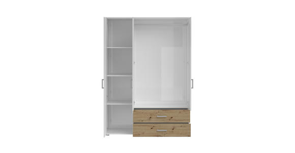 KLEIDERSCHRANK in Weiß, Eiche Artisan - Alufarben/Weiß, KONVENTIONELL, Glas/Holzwerkstoff (125/190/51cm) - Carryhome