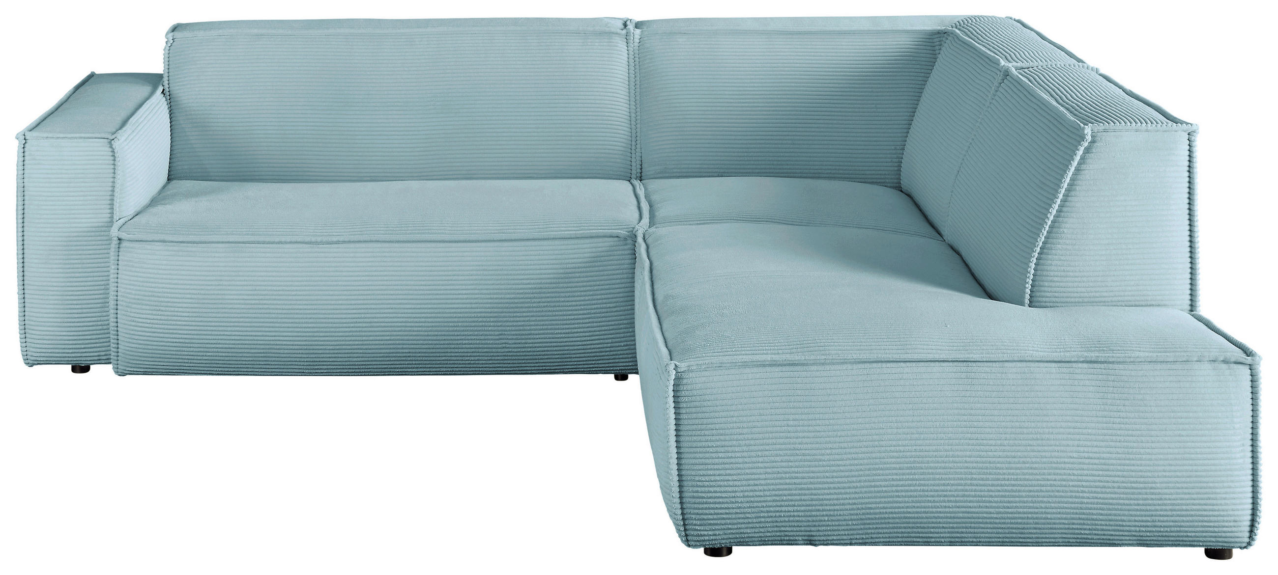 ECKSOFA Hellblau Cord Rücken echt  - Schwarz/Hellblau, KONVENTIONELL, Kunststoff/Textil (254/224cm) - Hom`in