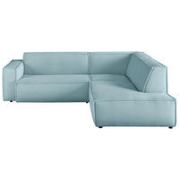 ECKSOFA  in Cord Hellblau Rücken echt  254/224 cm  - Schwarz/Hellblau, KONVENTIONELL, Kunststoff/Textil (254/224cm) - Hom`in